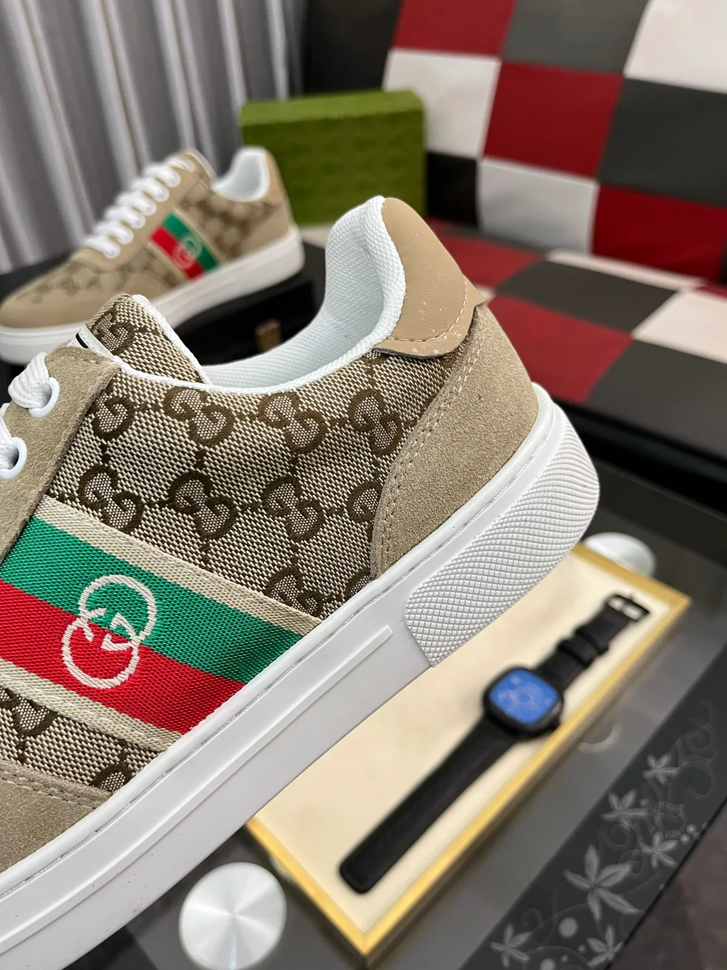 Men's shoes 💰440⌚️⌚️ (GUCCI) Men's casual shoes from Gucci's official website, the same style, the upper is made of cowhide with imported new brand elements Gucci, showing a good atmosphere, simple design, super versatile, 🐑 leather lining, air-cushion rubber outsole, size 38-443️⃣ colors available
